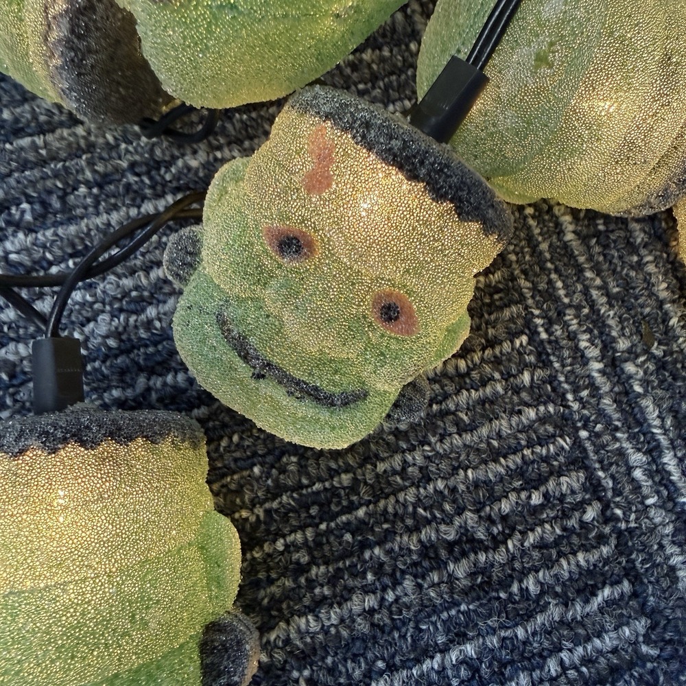 2 VTG Sugared Frankenstein Monster Blow Mold String Lights 2003 Target Halloween